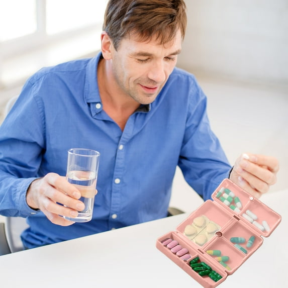 7-Compartment Airtight Vitamin Organizer, Large Weekly Pill Dispenser for Travel, Portable Supplement Case, Compact 4.02x2.83x0.98in Plastic Medication Box with Magnetic Closure