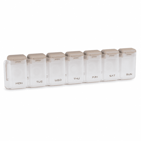 7 Compartment Pill Organizer with Magnetic Closure, Portable Weekly Medicine Storage Box, Moisture Resistant PP Travel Pill Case for Tablets, Capsules and Supplements