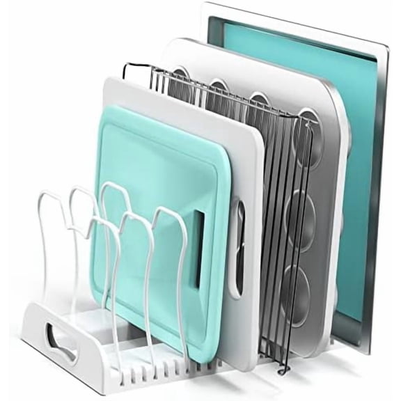 7 Compartments Adjustable Pan Organizer, White