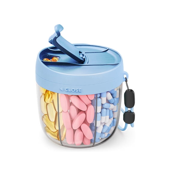 With 7 Compartments - Portable Medicine Organizer with Clear Lid and Handle for Travel, Home, Office or On the Go - Durable PP Material, Wallet Pill Box, Pill Box Organizer, Pills/Medications