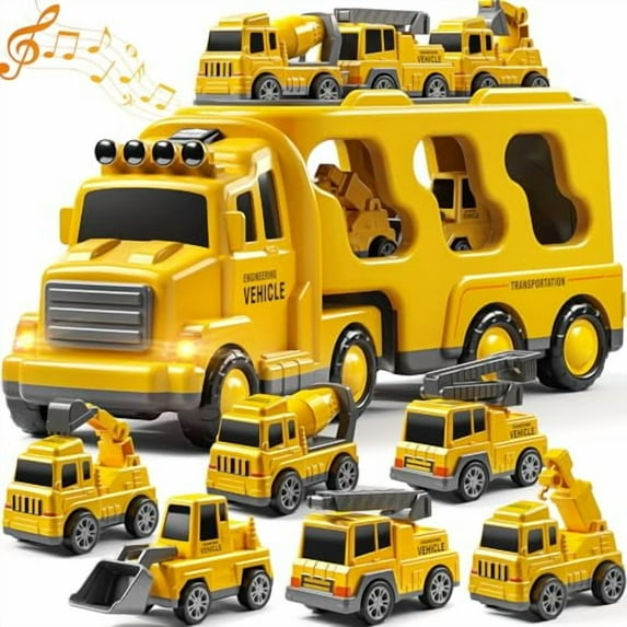 7 Construction Truck Toys Sets for 3 4 5 6 Years Old Boys - Engineering Cars for Kids,Boys Toys Vehicles for Kids,Gift Toys for Ages 2-4