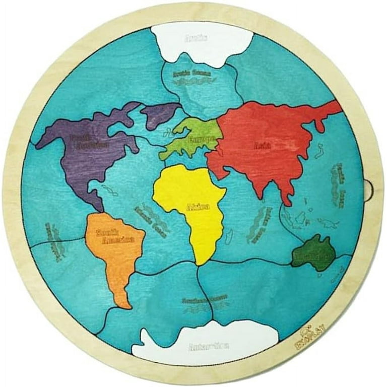 7 Continents & 5 Oceans of The Earth Wooden Jigsaw Puzzle for Kids