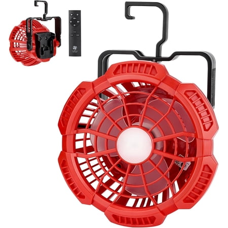 7" Cordless Camping Fan Compatible with Craftsman 20V Battery, Potable Battery Operated Fan with Light, Remote, USB Port, 3 Speed for Camping, Garage