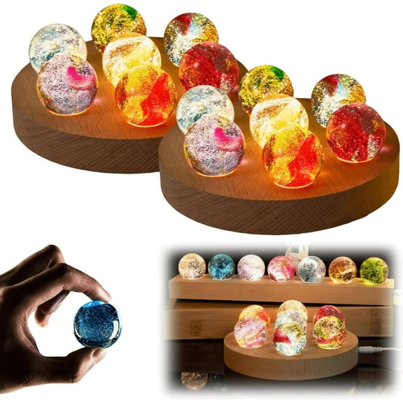 7 Core Memory Lamp,7 Core Memories Crystal Balls with Gift Box,3D Galaxy Crystal Ball Sleep Lamp Decorative USB Lights, with LED Wooden Stand, Best Gift for Friend