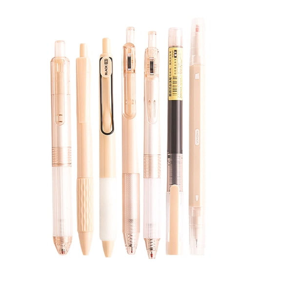 7 Count Ballpoint Gel Ink Pen Set,Cute Note Taking 0.5mm Fine Point Retractable 7 Count Black Ink Pens with for Writing, Journaling, Business, Office, Gifts for Women Men