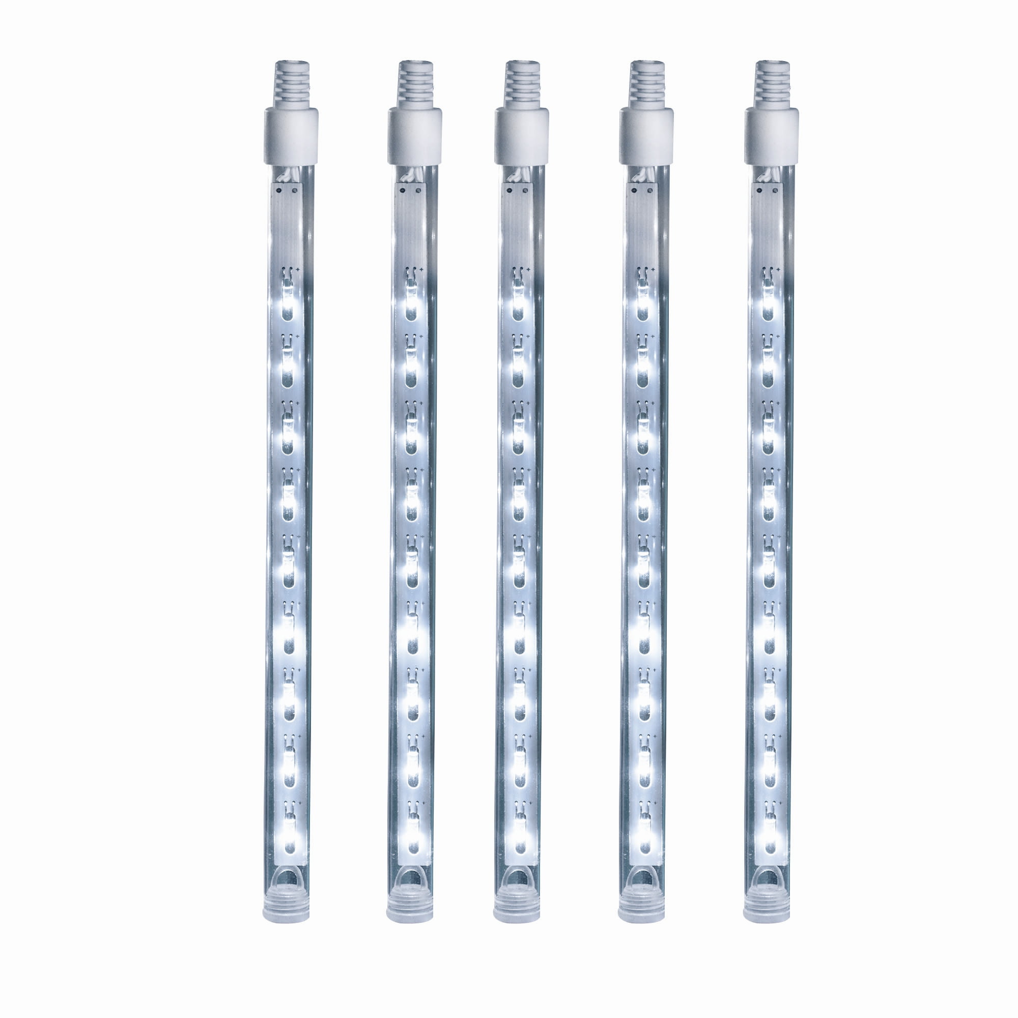 7Count Cool White LED Dripping Icicle Christmas Lights on White Wire