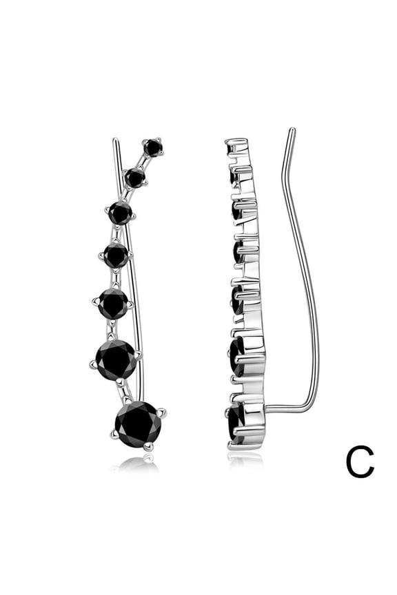 7 Crystals Stud Earrings,Cubic Zirconia Climber Ear Wrap Earring for Women,Sparkling Crystals Ear Cuffs Hoop Crawler Earrings,Ear Climbers Earrings,Jewelry Gifts