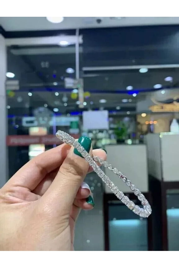 7 Ct Lab-Created Diamond Round Cut Tennis Bracelet 14k White Gold Plated