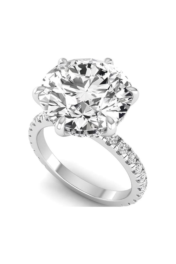7 Ct Lab Grown Diamond Engagement Ring for Women, IGI Certified F Color VVS2 Clarity Round Cut Hidden Halo 14K White Gold Wedding Ring 7 US