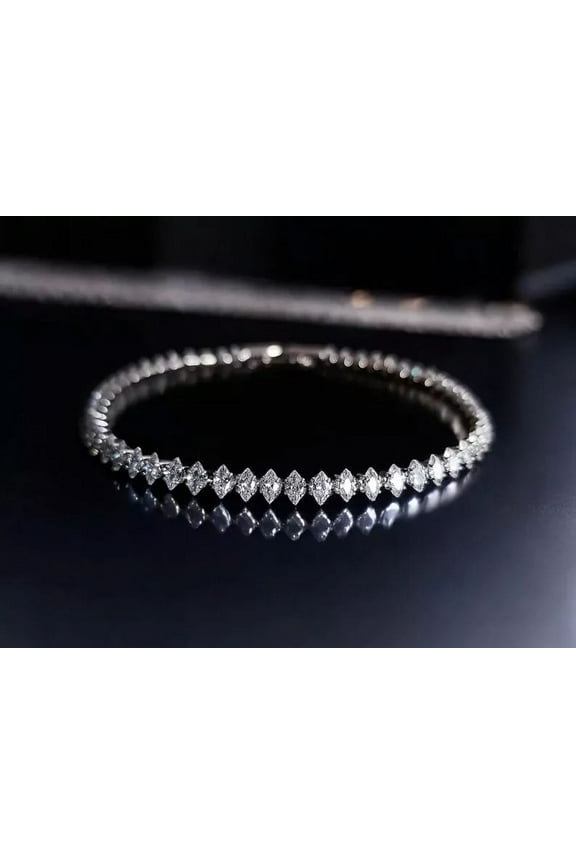 "7 Ct Marquise Cut Simulated Diamond Tennis Bracelet, 925 Sterling Silver White Gold Plated, Luxury Jewelry for Women"