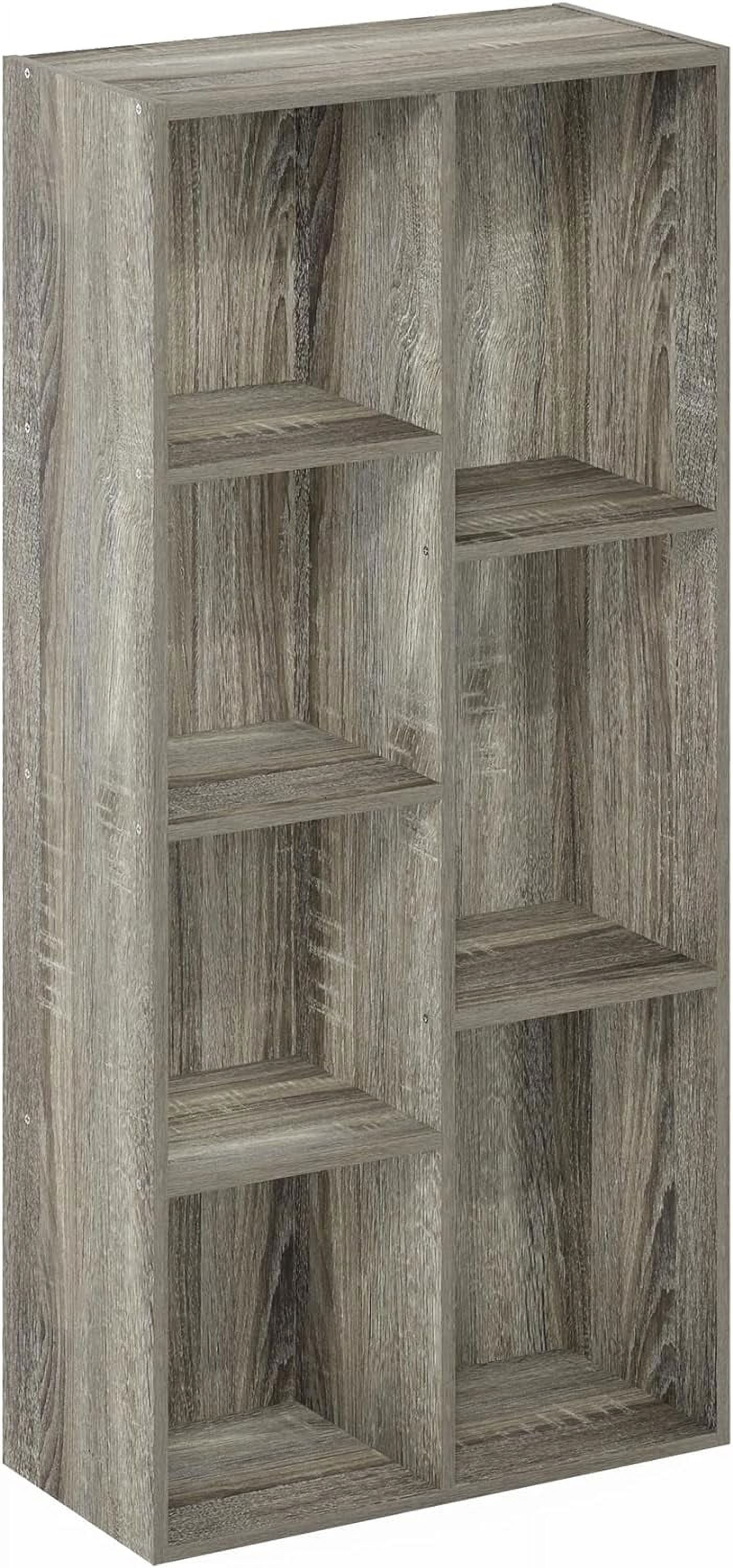 7-Cube 41.7" Wooden Reversible Open Bookcase for Office, Living Room, French Oak, Multifunctional Shelf Storage Organizer for Home Decor