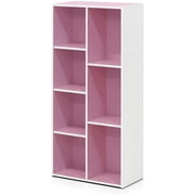 7-Cube 41.7 Wooden Reversible Open Bookcase for Office, Living Room, White & Pink, Multifunctional Shelf Storage Organizer for Home Decor
