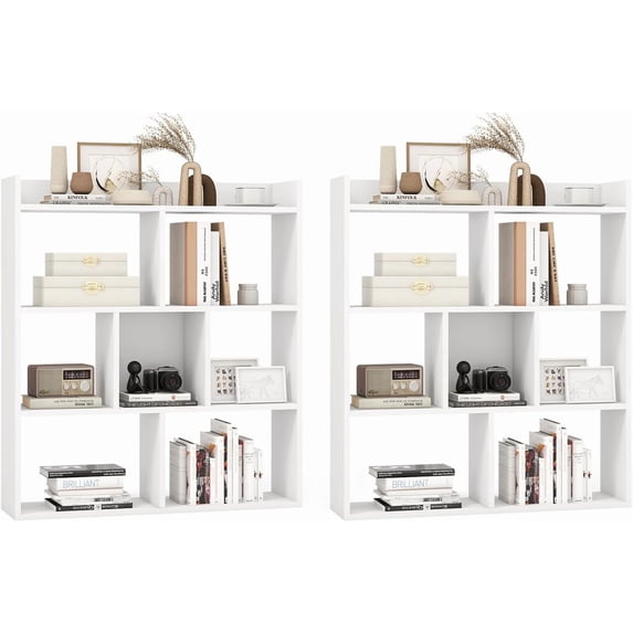 7 Cube Bookshelf, Free-Standing Wooden Bookcase, 4-Tier Home Display ...