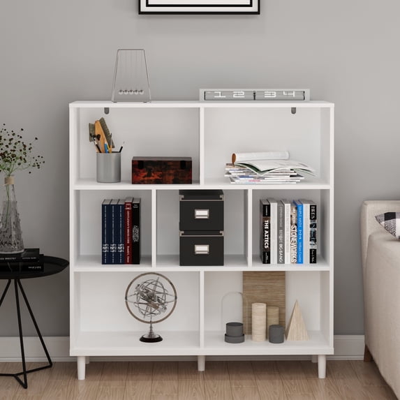 7-Cube Storage Organizer Book Case 3 tier Book Shelfs,Display Shelf Cube Shelf,3-Tier Cubical Storage Shelves,White