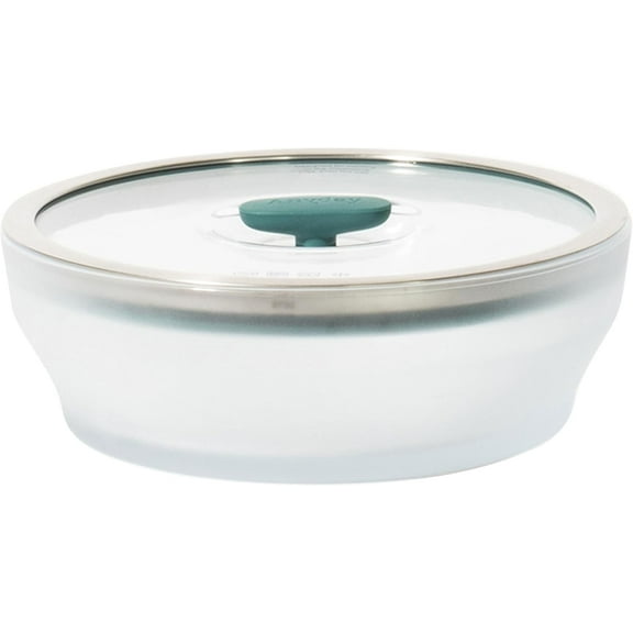 7-Cup Microwave Cookware and Glass Container with Glass Lid, Plastic-Free Shallow Food Storage Stackable Airtight Steamer with Vented Lid for Microwave-Safe Reheating & Steaming Vegetables