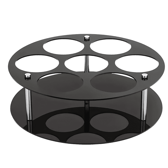 7 Cup Rotating Stand, Acrylic Countertop Rack, Black Coffee Bar Organizer For 40 Oz Tumblers, 12.56 In / 31.9 Cm, Space Saving Mug Drying Holder