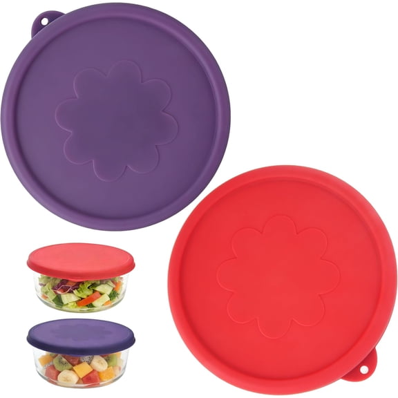 7 Cup Round Silicone Storage Cover Lids Replacement for Anchor Hocking Glass Bowls (Container not Included) 2 Pack
