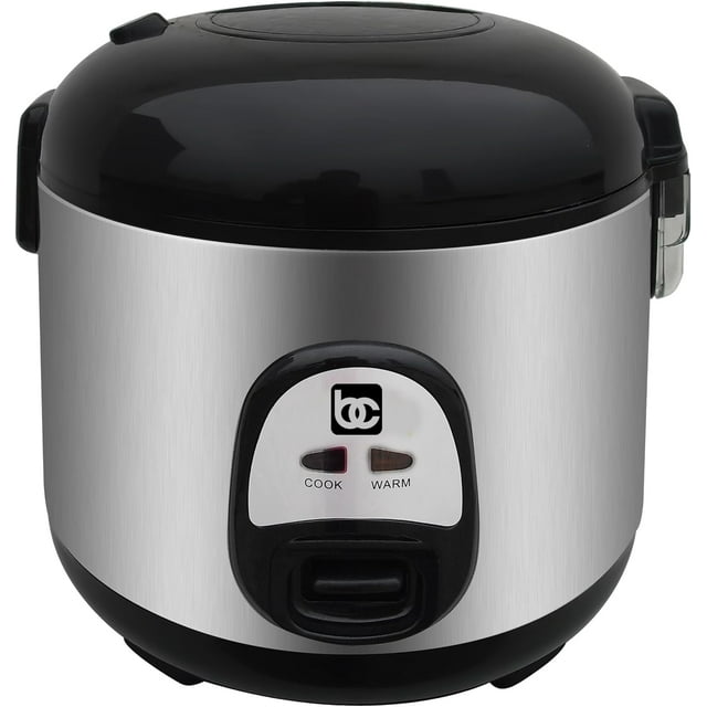 7 Cup StainlessSteel Thermo Rice Cooker, Stainless Steel And Black Design, Cool Touch Rice
