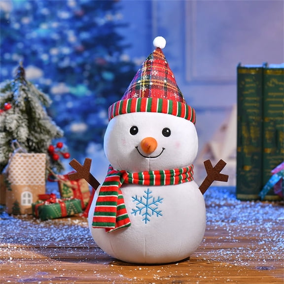 7" Cute White Snowman Plush Toy with Hat & Scarf, 2026 Popular Adorable Winter Stuffed Doll-Realistic Animal Toys Plush Toys Birthday Easter Gift Toys for Girls Boys 3-27 Years