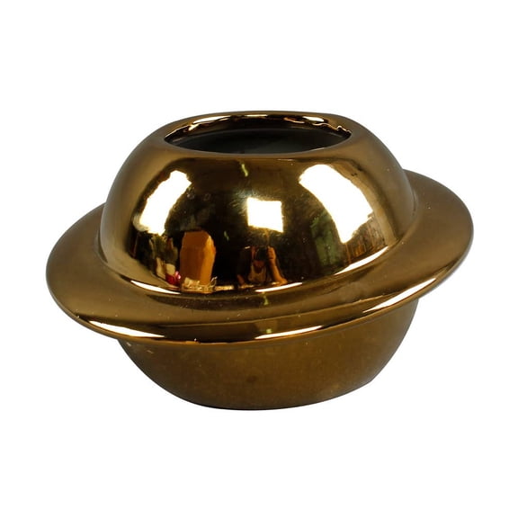 7"D Gold Planet Ceramic Planter