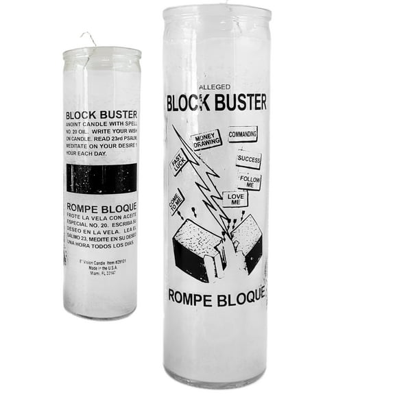 7 Day Candle Block Buster - Alleged Rompe Bloque White Glass Jar Candle