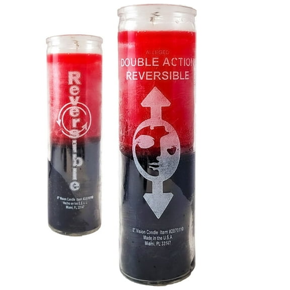 7 Day Candle Double Action Reversible - Alleged Red Black Glass Jar Candle