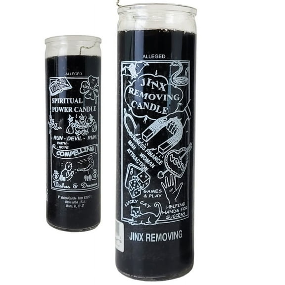 7 Day Candle Jinx Removing - Alleged Spiritual Power Black Glass Jar Candle