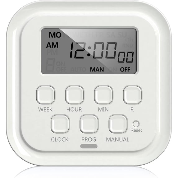 7 Day Heavy Duty Digital Timer, Dual Outlet, On/Off Programs 3-Prong ...