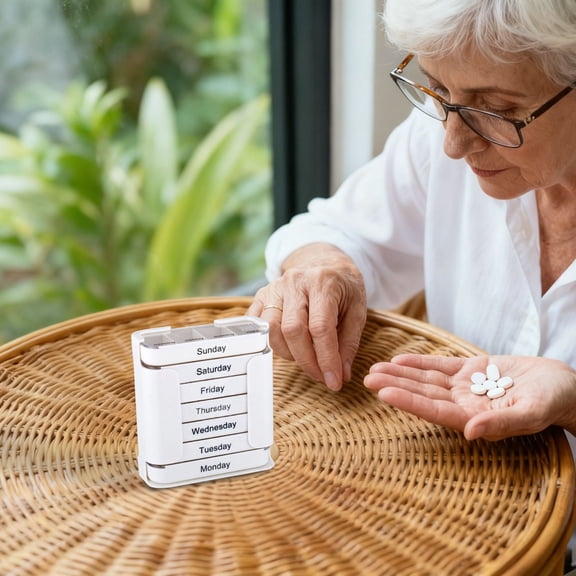 7 Day Pill Organizer - Stay On Track 7 Stackable Medication Organizer,4 Compartments/Day :Morning/Noon/Evening/Bedtime(White)