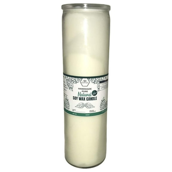 7 Day Prayer Candle | Alter | Glass Unscented Natural Pure Organic Plant-Based Dye Free Soy Wax 2 inches x 9 inches Pillar candle
