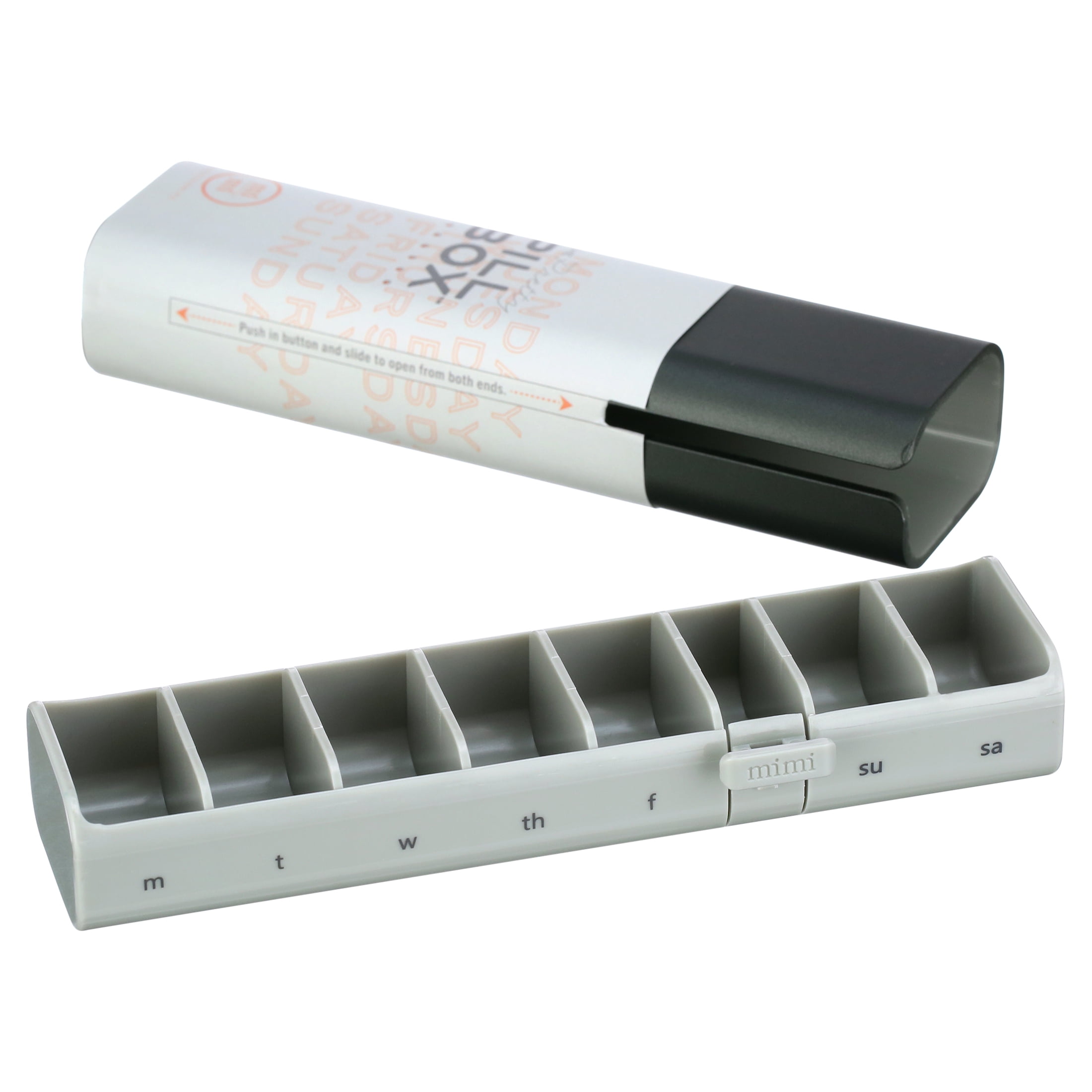 7 Day Pretty Pillbox | Wide Weekly Pill Organizer for Vitamins, Supplements & Pills by Mimi Medcessories | Steele