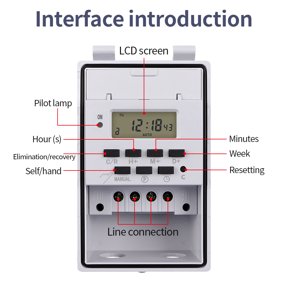 7-Day Programmable Digital Timer Switch, 220VAC 30A, Weekly Schedule, Panel-Mount Time Control Switch With Keylock