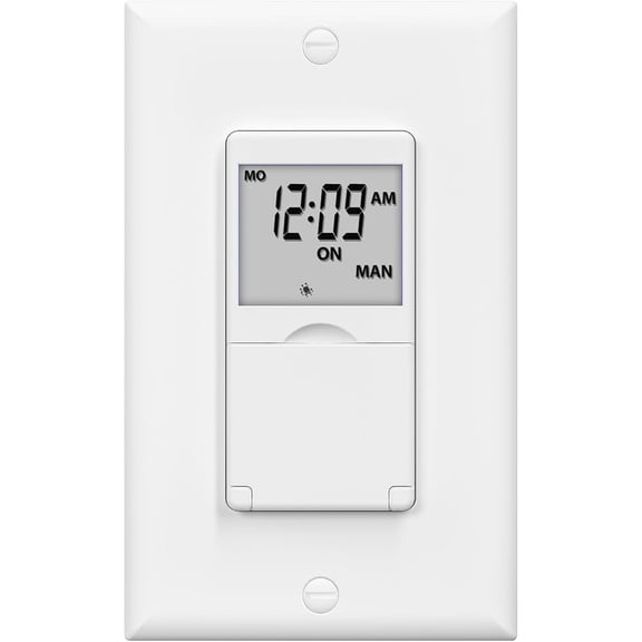 -7 Day Programmable Indoor Timer Switch, suitable for lighting, digital indoor light timer, single pole and 3-way (compatible) universal, requires neutral wire, no backlight, certified