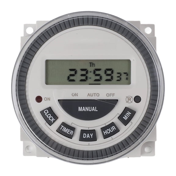 7 Day Programmable TM619 Digital Timer with 16 On/Off Programs per Day, Backup Memory Battery, LCD Display and C Quick Connect Output (110V)