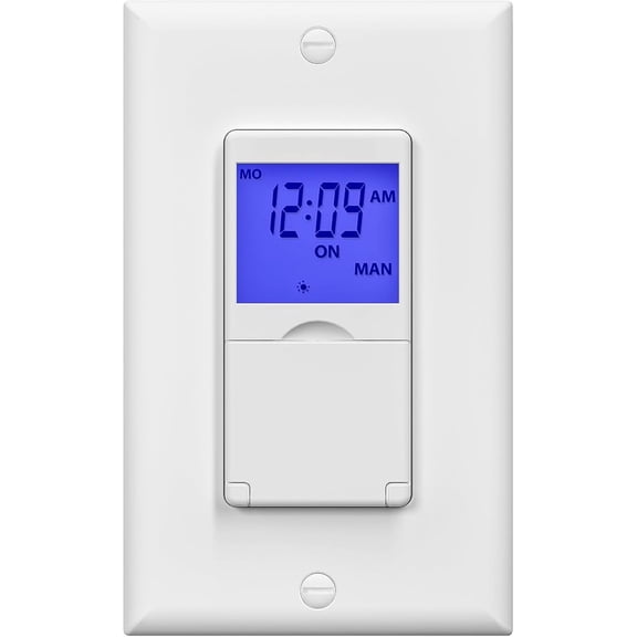 7 Day Programmable in-Wall Timer Switch for Lights, Digital Light Switch Timer Indoor, Single Pole and 3 Way (Compatible with SPDT) Both Use, Neutral Wire Required, Blue Backlight, ETL Listed