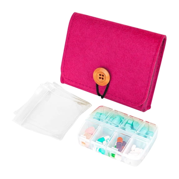 7 Day Weekly Pill Organizer Set Travel Case With Small Container For Purse Water Resistant Portable