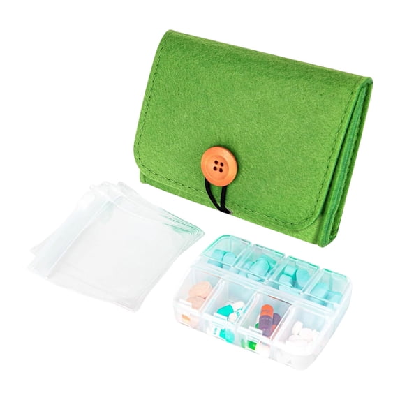 7 Day Weekly Pill Organizer Set Travel Case With Small Container For Purse Water Resistant Portable