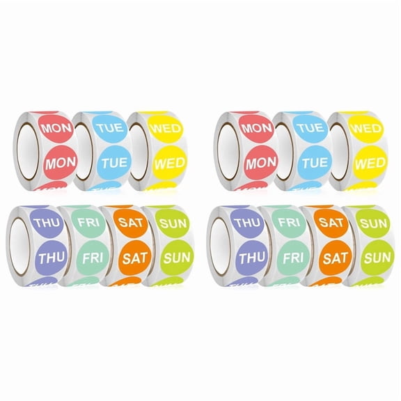 7 Day of the Week Sticker,1 Inch Round Day Dot Food Rotation Labels-3500 Pcs Date Stickers for Food Containers(14 Rolls)