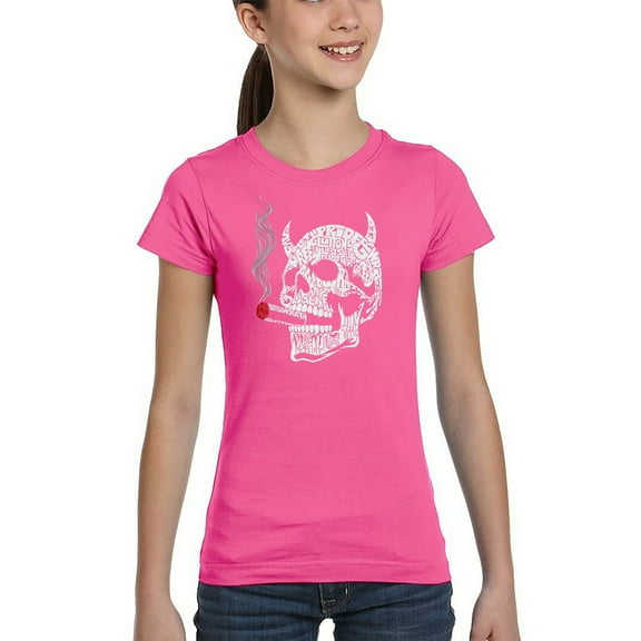 7 Deadly Sins Skull - Girl's Word Art T-Shirt