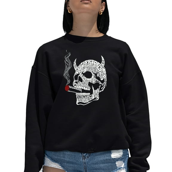 7 Deadly Sins Skull - Women's Word Art Crewneck Sweatshirt