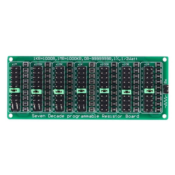 7 Decade 1R - 9999999R Programmable SMD Resistor Slide Resistor Board Step Accuracy 1R 1% 1/2 Watt Module 200V,1 x Resistor Board,green