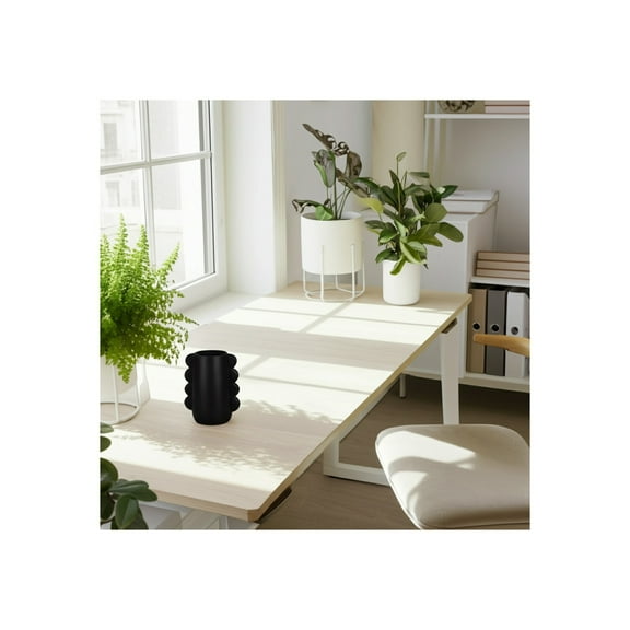 Modern Dolomite Vase - Stylish Stoneware Decorative Piece for Home, Office, Bedroom & Living Room - 8" Black