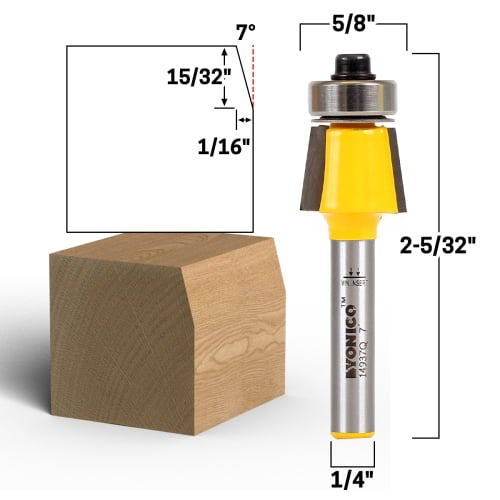 7 Deg Router Bit 7 Degree Bevel Trim Router Bit - 1/4