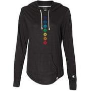 BUY COOL SHIRTS "7 Diamond Chakras" Women's Triblend Hooded Pullove, Solid Black, Small