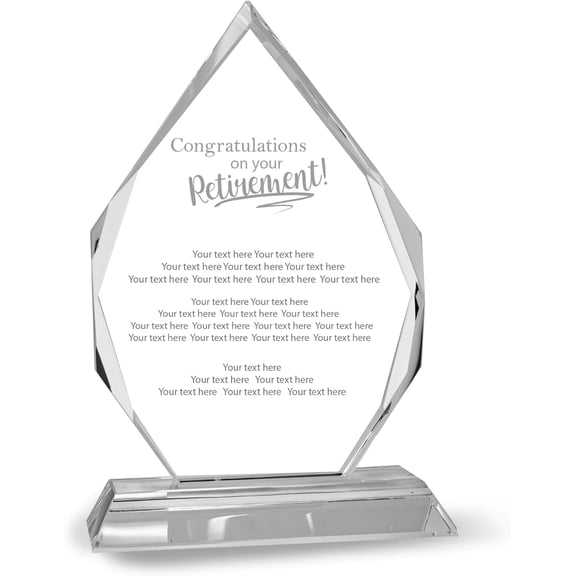 7" Diamond Crystal Congratulations on Your Retirement Award, Custom Engraved Crystal Award Plaque for Employee Service Appreciation, Recognition