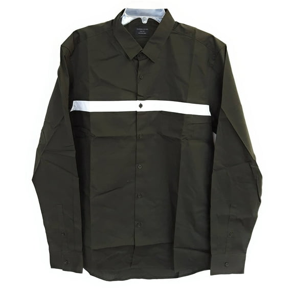 7 Diamonds Men's Silver Linings Long Sleeve Collar Shirt, Army Green, Large