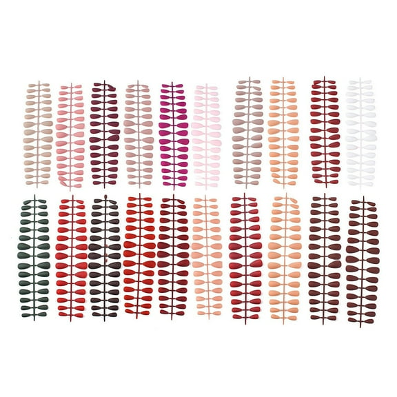 7 Different Size Frosted Solid Color French Short False Nails Full Fake Nails Tips for Woman Girls DIY Nail Art Design Mixed Color 16.5~25x7~12mm 28pcs/set