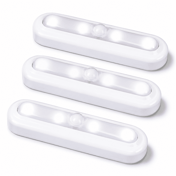 7" Dimmable Led Stick On Push Tap Lights Aaa 3 Pack