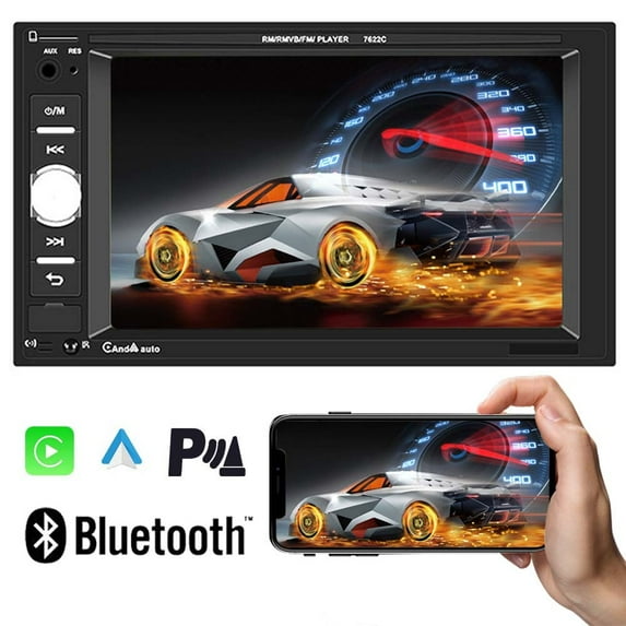 7" Double 2 Din Car Stereo 7 Inch HD Touch Screen with Apple Carplay Android Auto, Car Radio Audio FM Receivers Bluetooth EQ/USB/AUX-in Multimedia Player