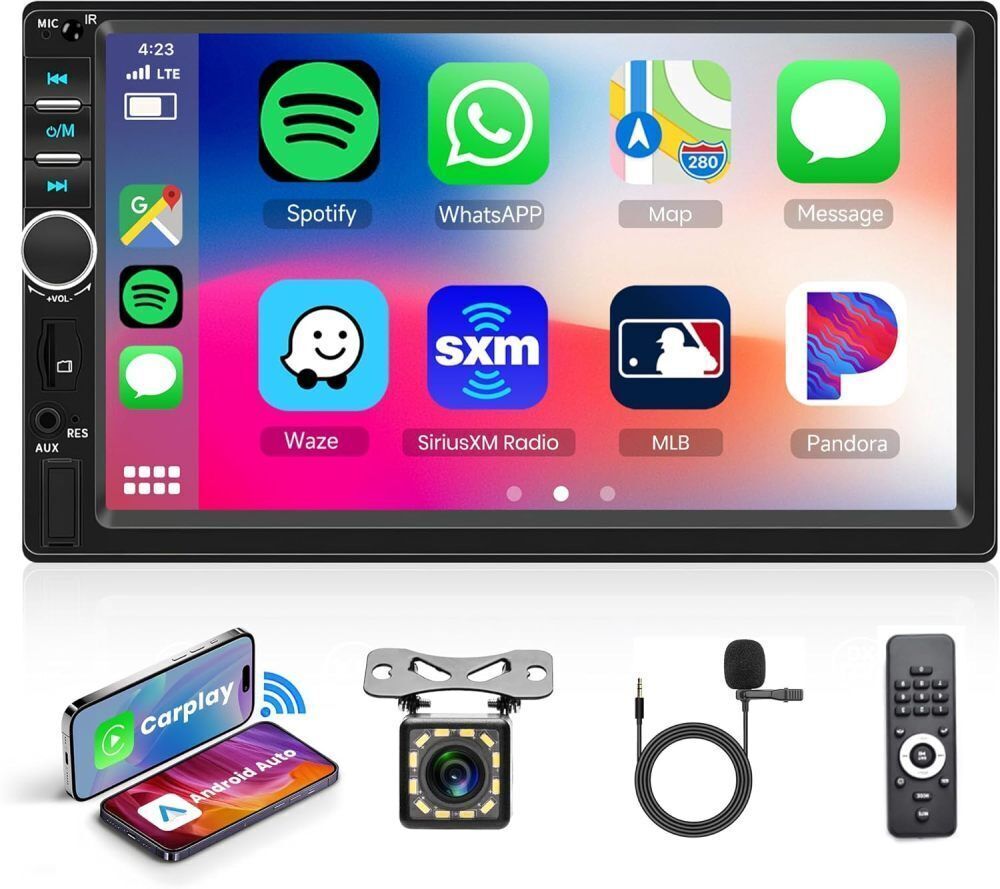 Autoradio 2 Din Con CarPlay E Android Auto Wireless – Schermo 7 Pollici, Bluetooth, FM, USB E Telecamera Retromarcia Inclusa